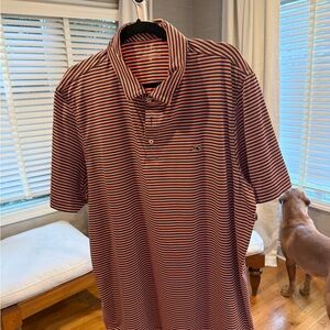 Vineyard Vines Navy and Pink Striped Polo Shirt